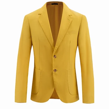 איכות גבוהה ג ' נטלמן גברים סלים מקרית חליפה צהובה מותגים, עסקים של גברים מזדמנים צבע טהור בלייזר גברים