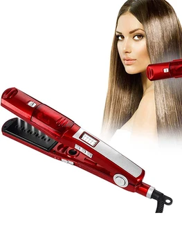 High-End קיטור מחליק שיער מברשת טיטניום קרמיקה מגהץ חשמלי המסרק מהיר 2 ב 1 קרמיקה אוויר קר מסלסל שיער