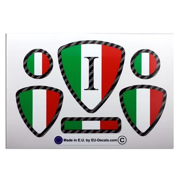 על 6X איטלקי דגלים עם סיבי פחמן המתאר למינציה מדבקות מדבקות עבור דוקאטי