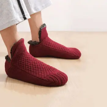 אופנה לעבות החלקה פליז מצופה החורף קומה נעליים חמות נעלי גרביים הרצפה גרביים