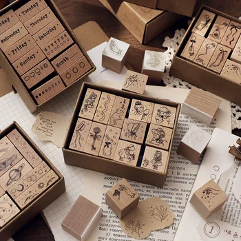 כרטיס המאהב 12 יח '[סדרת אגדות] וינטג 'ורנל ים מעץ מלא חותמת עיצוב אלבומים כלים