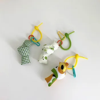 מודפס אבזם כפתור תליון תיק תיק אביזרים קטנים בובה תליון צבעוני צבעוני, קישוט בד כותנה מפתח שרשרת מתנות