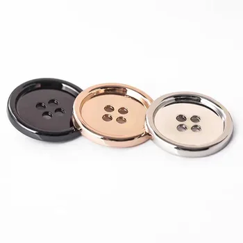 10PCS סגסוגת אבץ כפתורים עם 4 חורים, כפתורים שחור/זהב אופנה סביב רוכסנים פנאי בגדים חולצה, מעיל כפתורים