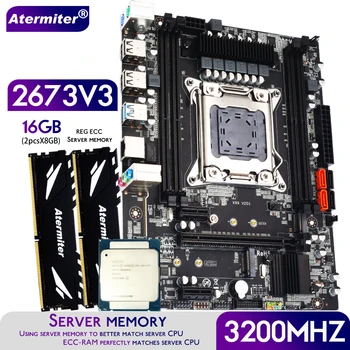 Atermiter X99 D4 לוח האם להגדיר עם Xeon E5 2673 V3 LGA2011-3 מעבד 2pcs X 8GB = 16GB 3200MHz DDR4 זיכרון ECC REG RAM
