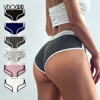 VDOGRIR חדש כותנה נשים ספורט תחתונים תחתונים ללא תפרים מכתב באמצע העלייה תקצירים נוח תחתונים בתוספת גודל הגברת לבני נשים
